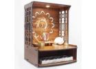Wooden Pooja Mandir with LED Light – Wall Mounted Temple for Home