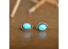 Shop Turquoise Stud Earrings Silver | Visoka Jewellery