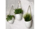 Stylish 3 Pack White Ceramic Wall Mounted Plant Pots for Home Décor