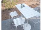 Modern Roku Rectangle High Bar Table Outdoor White Finish for Alfresco Living