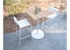 Roku High Bar Teak Table Outdoor White Finish for Modern Alfresco Spaces