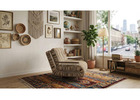 Vintage Stripe Bouclé 4-in-1 Convertible Sleeper Chair Bed for Small Living Room