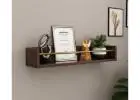Buy Zoya Sheesham Wood With Brass Piping Wall Shelf (Walnut Finish)
